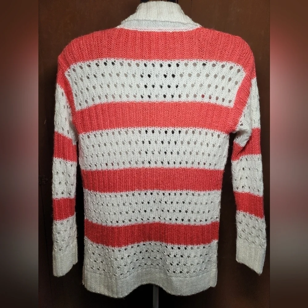 Women's‎ Sz M Aeropostale Open Front Lightweight Cardigan Sweater White Pink EUC